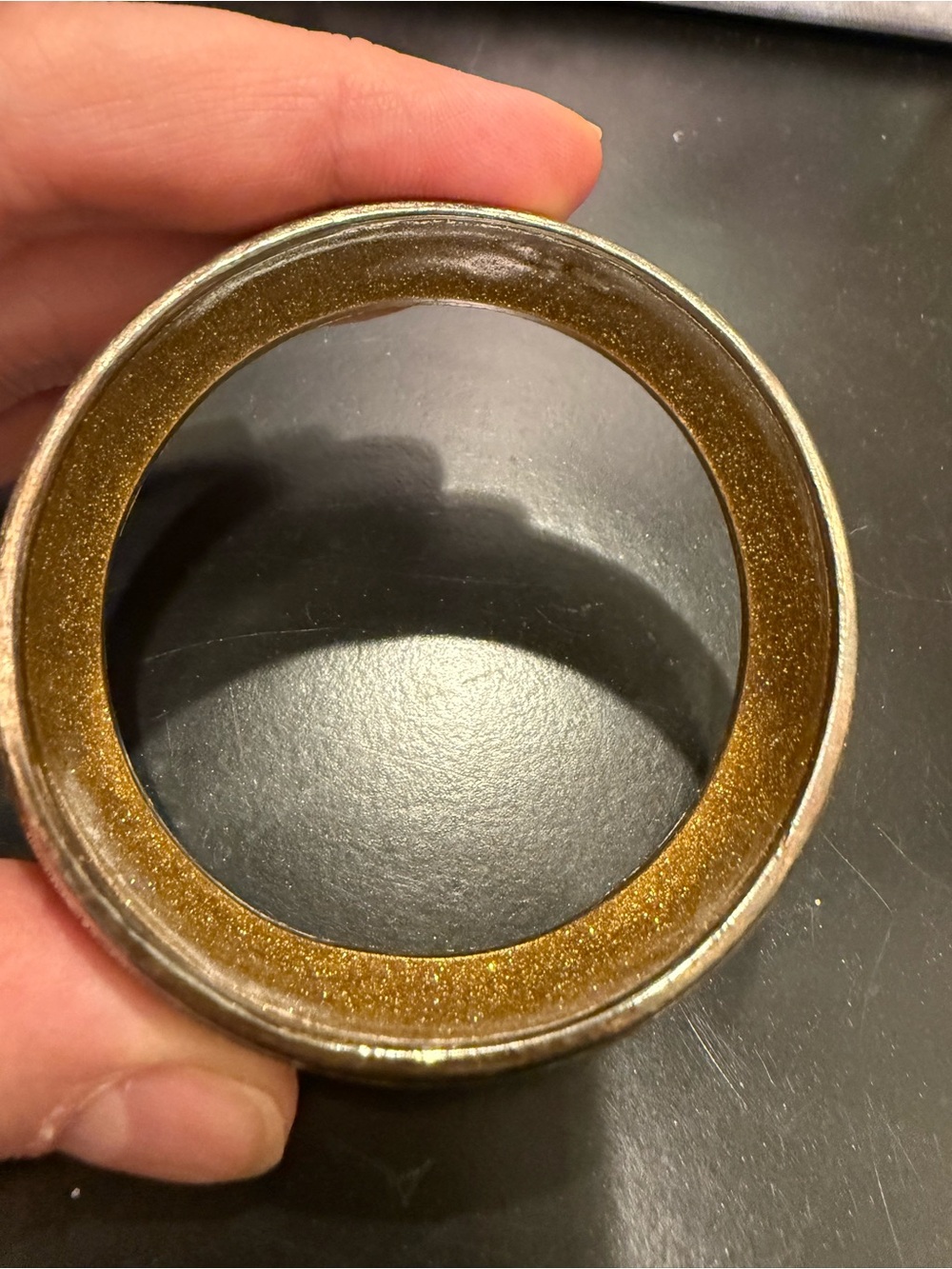 CHANEL Authentic Textured Metallic Gold Tone Bangle Bracelet - Picture 3 of 6